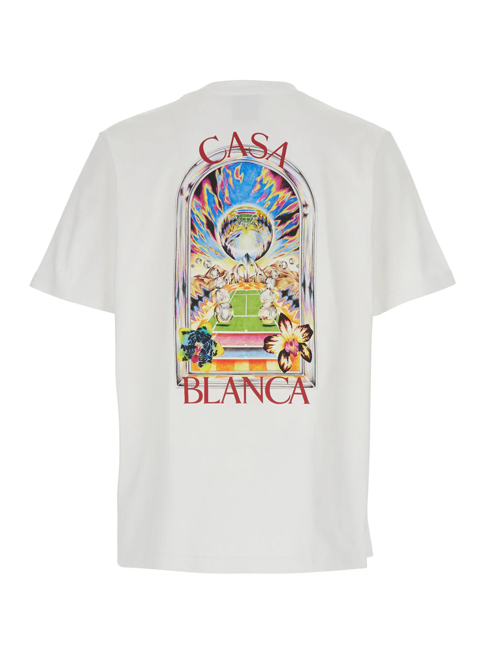 Casablanca White T-Shirt with Logo Detail on the Front and Maxi Back in Cotton for Men Tshirts Polo Shirts