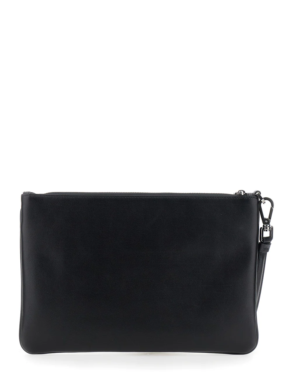 Dolce & Gabbana Black Clutch with Removable Wrist Strap and Logo Lettering on the Front in Leather Man Calf Clutches Pochettes