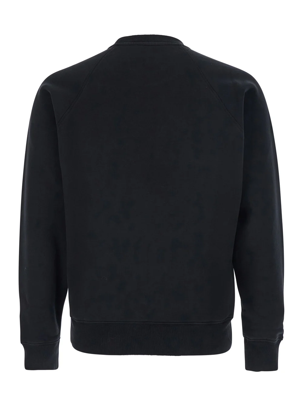 Tom Ford Black Crewneck Sweatshirt with Logo Patch on the Front in Cotton Man Sweatshirts