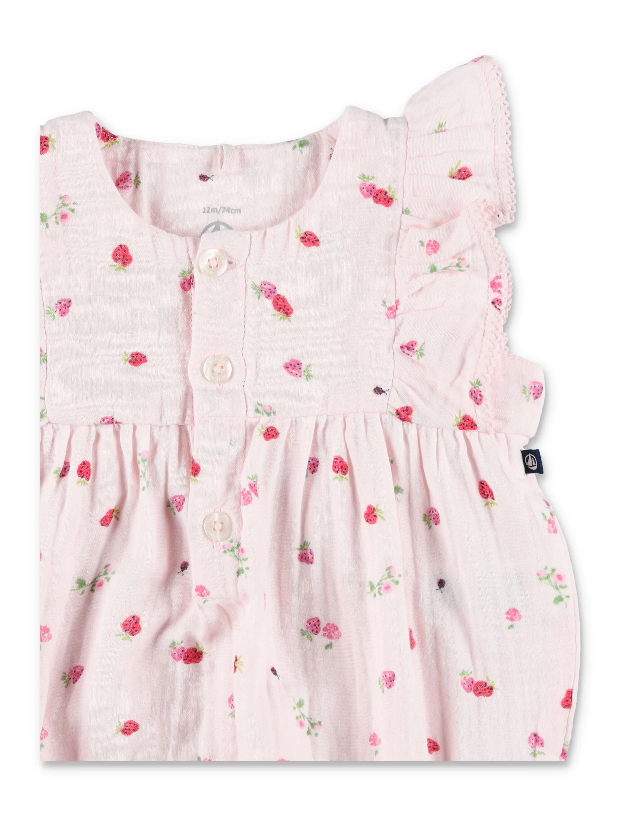Petit Bateau Floral Cotton Gauze Romper Pink Bodysuit