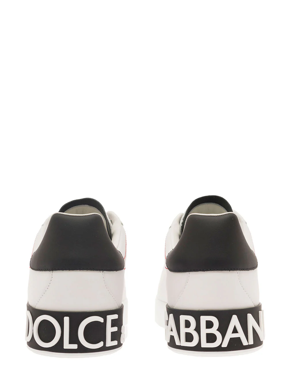 Dolce & Gabbana Portofino White Low Sneakers with Applied Logo and Contrasting Stitching in Smooth Leather for Men Polyester Lamb Sheep Rubber