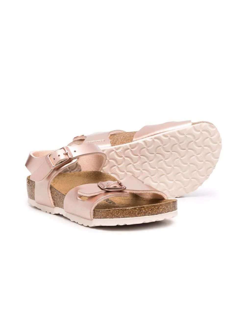Birkenstock Kids Girls Rio Electric Pink Leather Sandals Flat Shoes