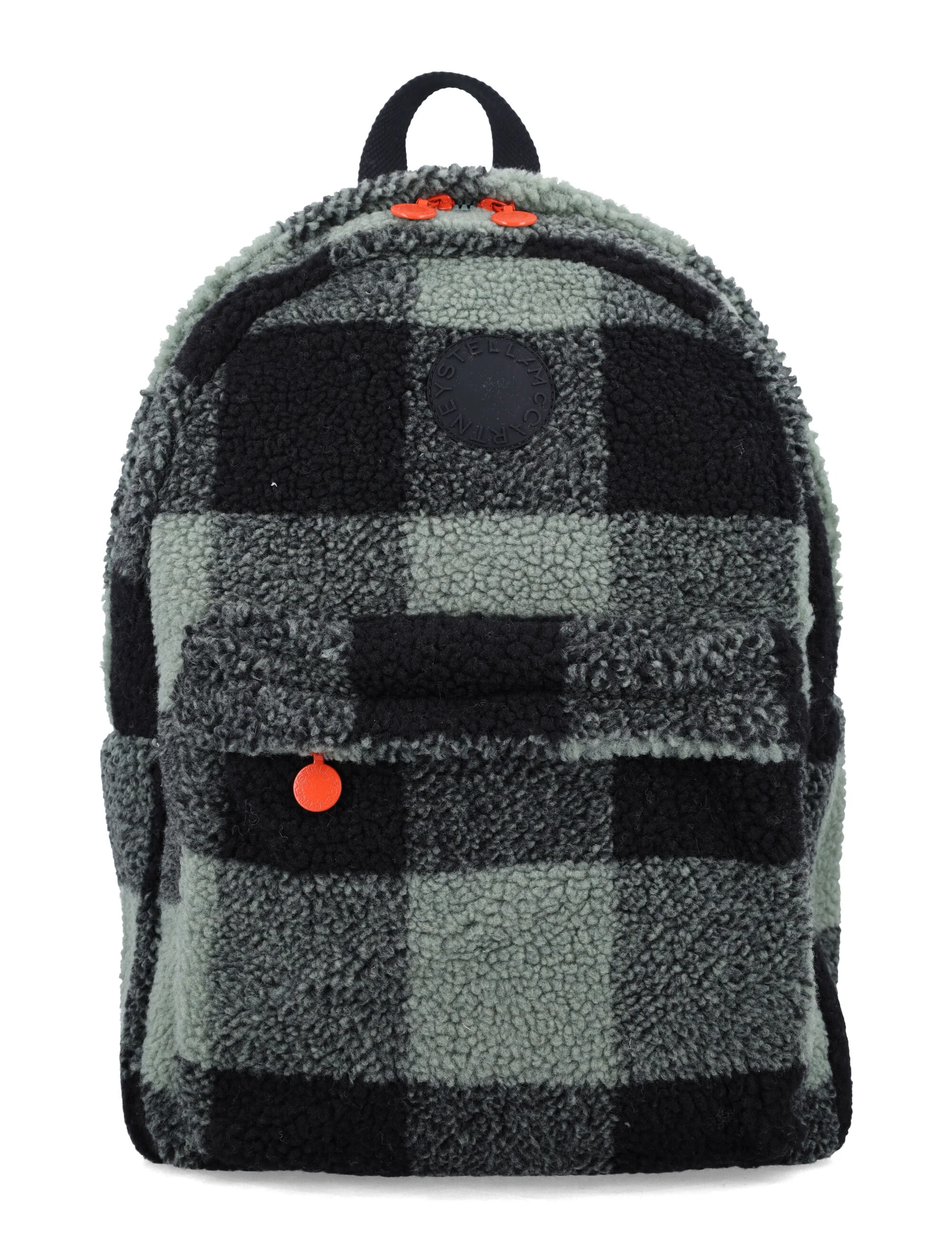 Check shearling backpack Stella McCartney Kids Black Polyester