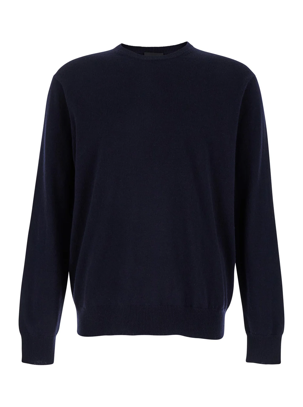 Plain Blue Crewneck Long Sleeve Sweater in Cashmere Man Blu Jersey