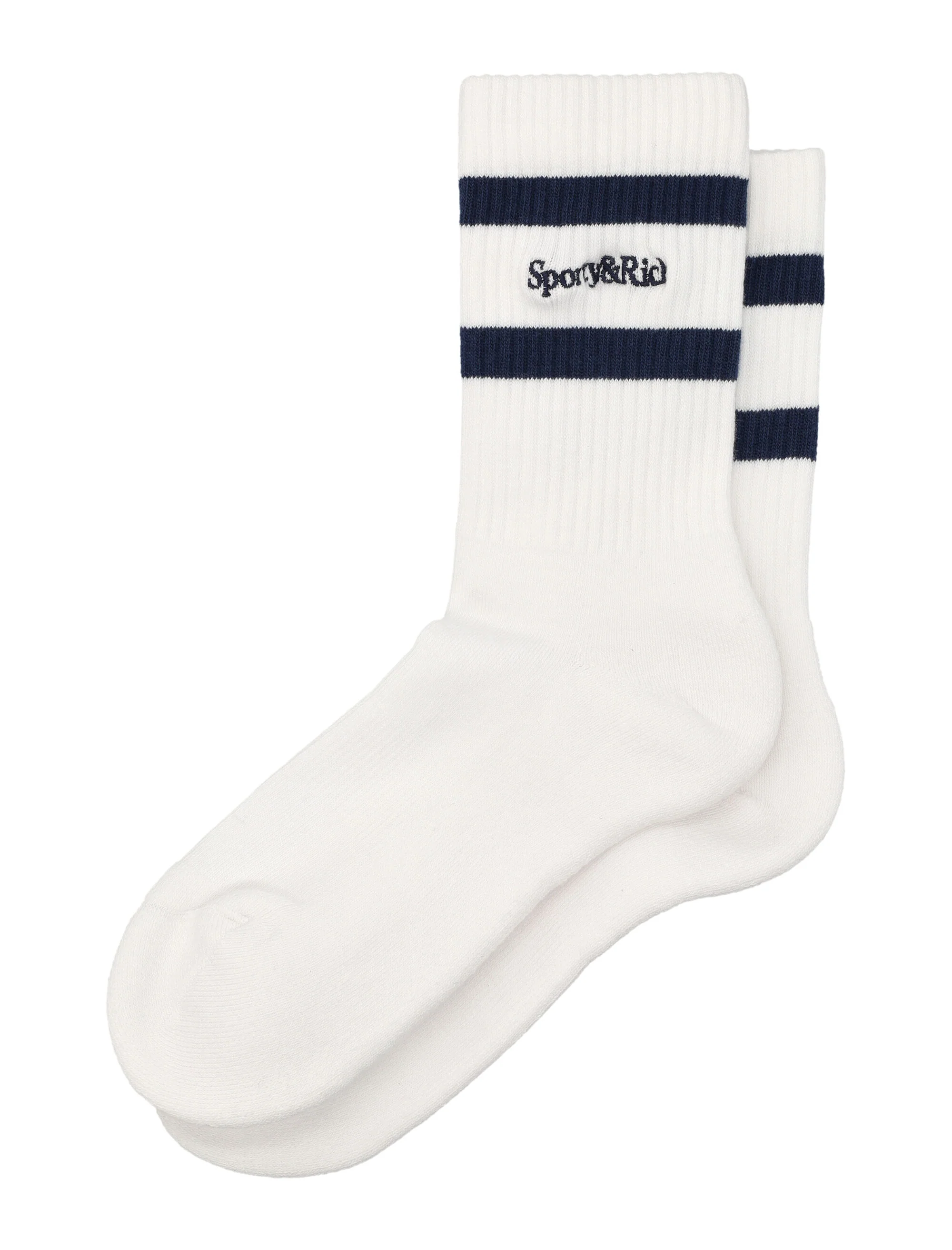 Sporty & Rich Serif Logo Kids Socks White/light Navy Cotton