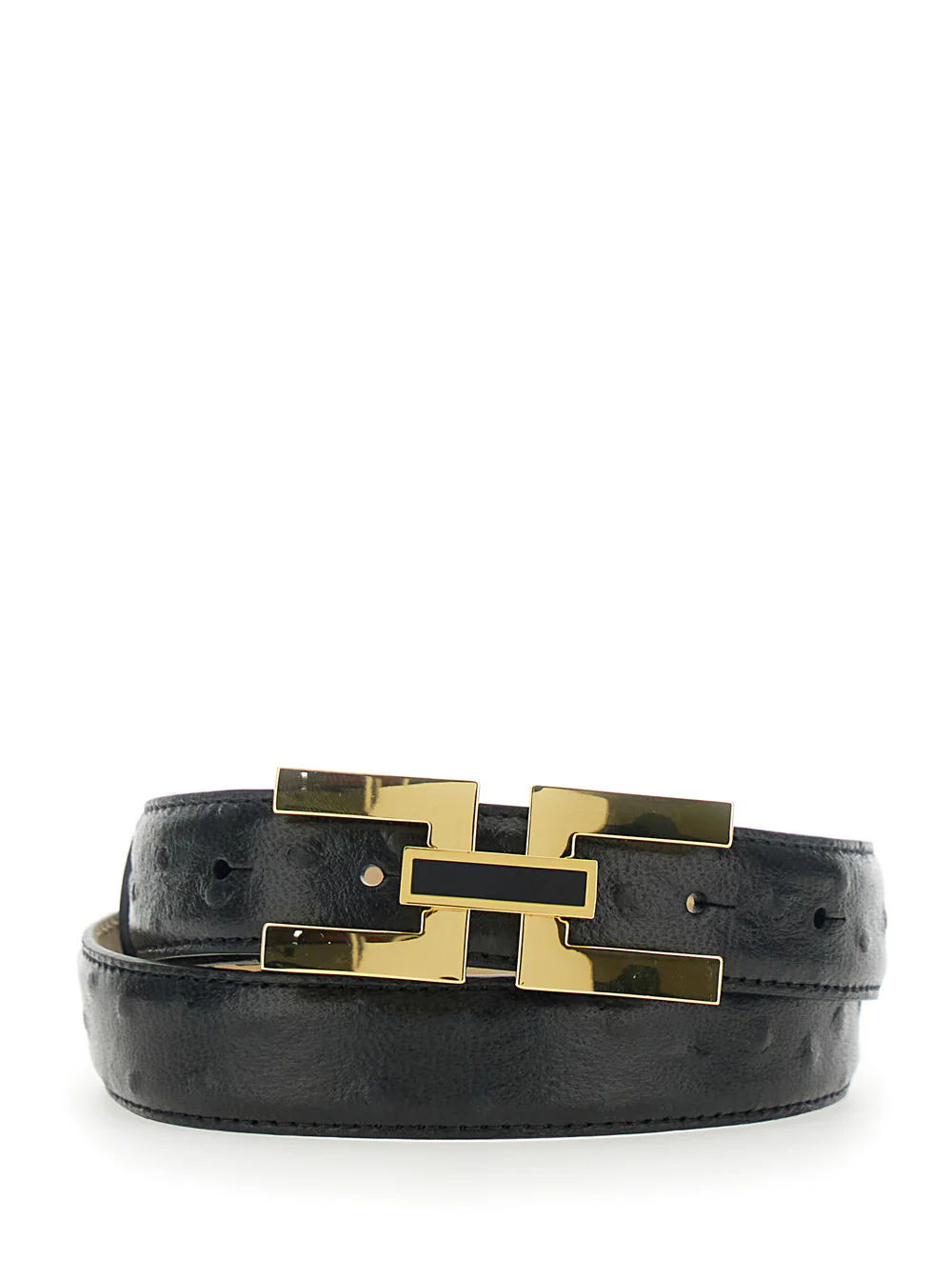Elisabetta Franchi Black Belt Ct25s62e2110 With Leather Logo Detail