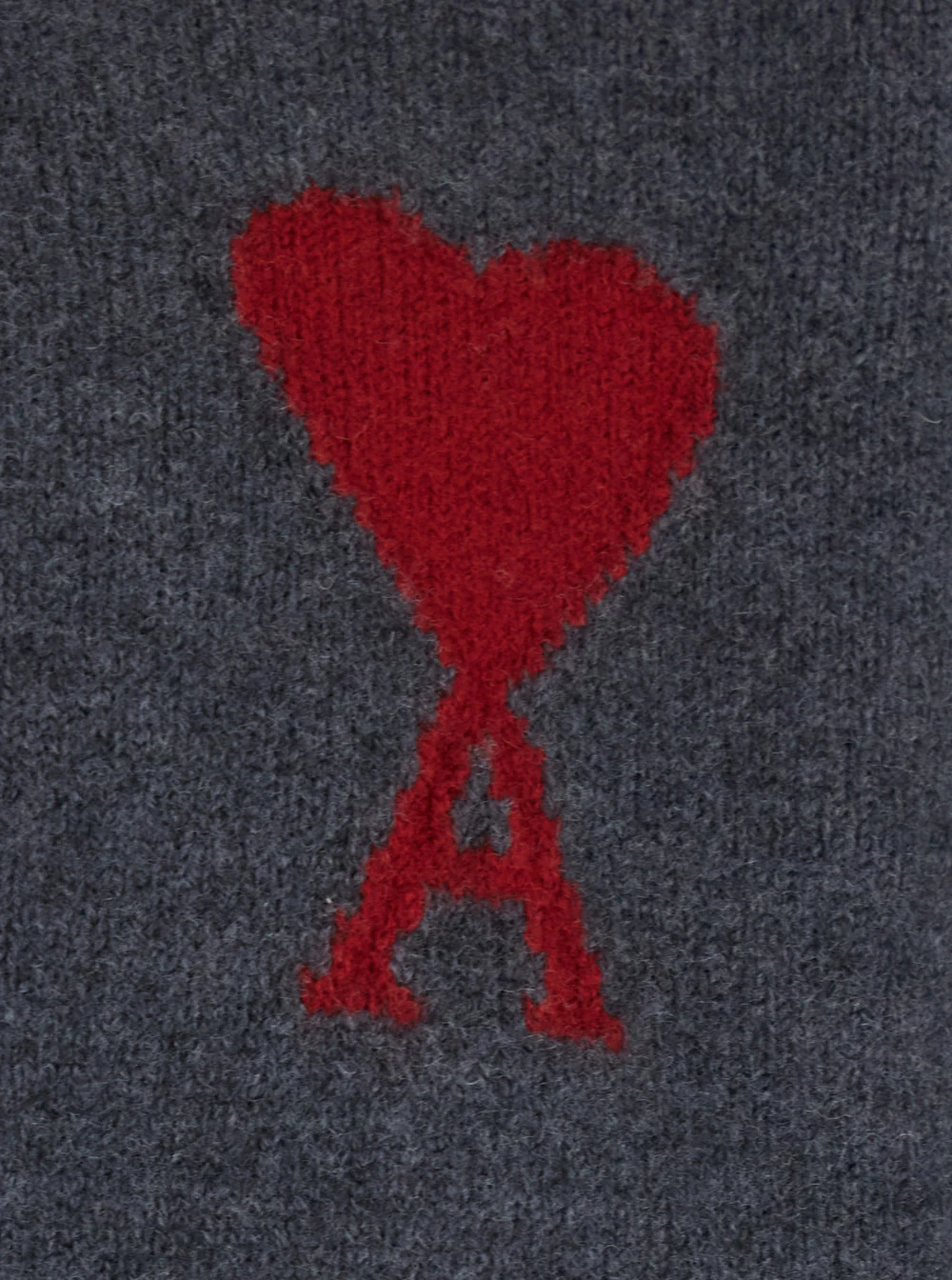 AMI Paris Crewneck Sweater With Dropped Shoulders And Adc Embroidery On The Front Gray Wool For Men Grey Jersey