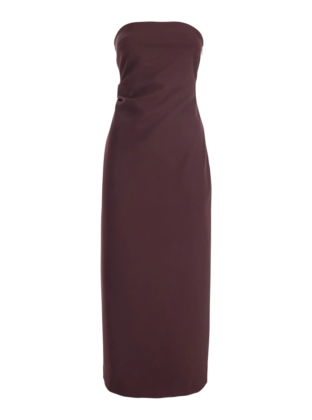 Plain Bordeaux Bustier Dress in Tech Fabric Woman Polyester Elastane Long