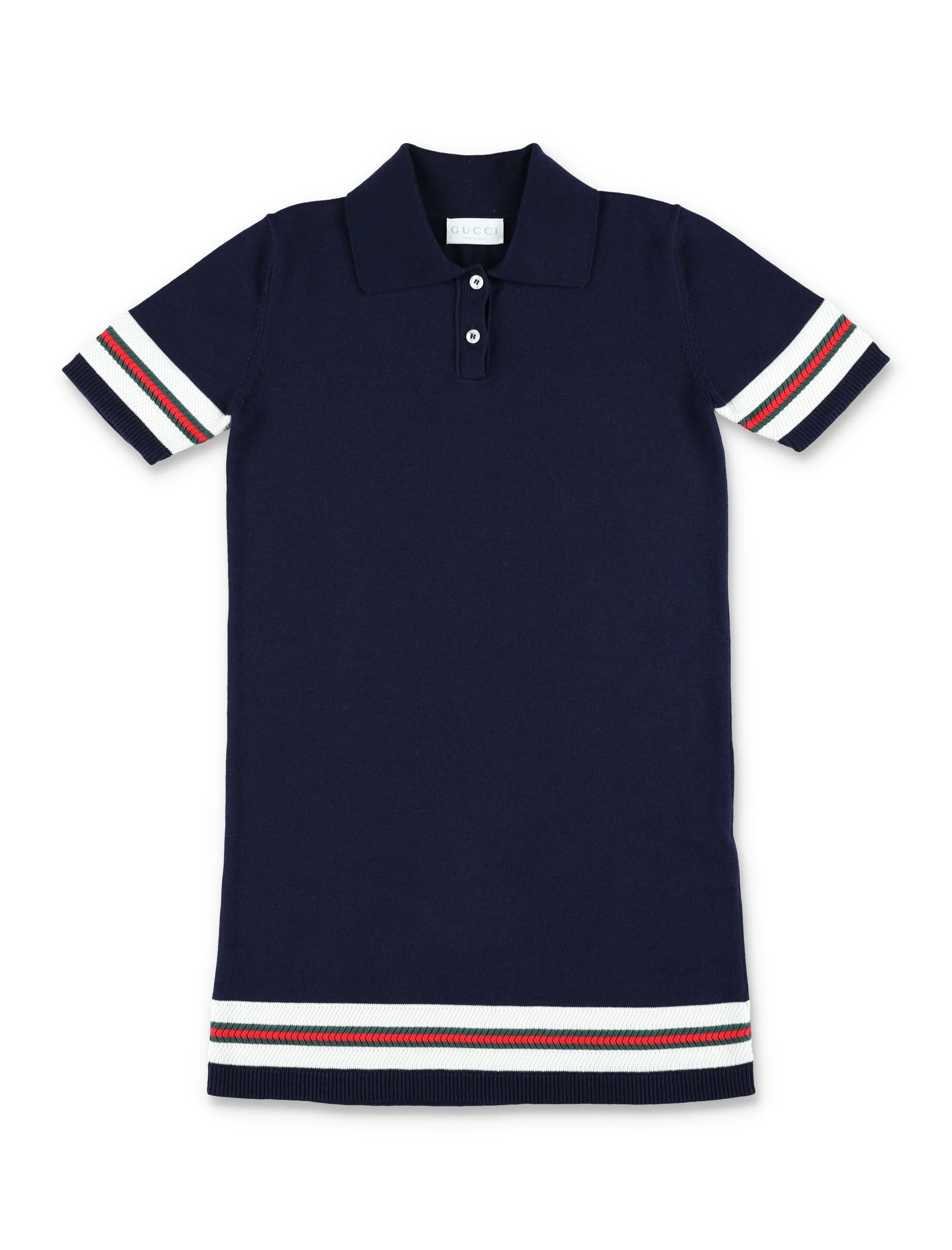 Gucci Web Stripe Polo Dress For Girls Ink/white Cotton