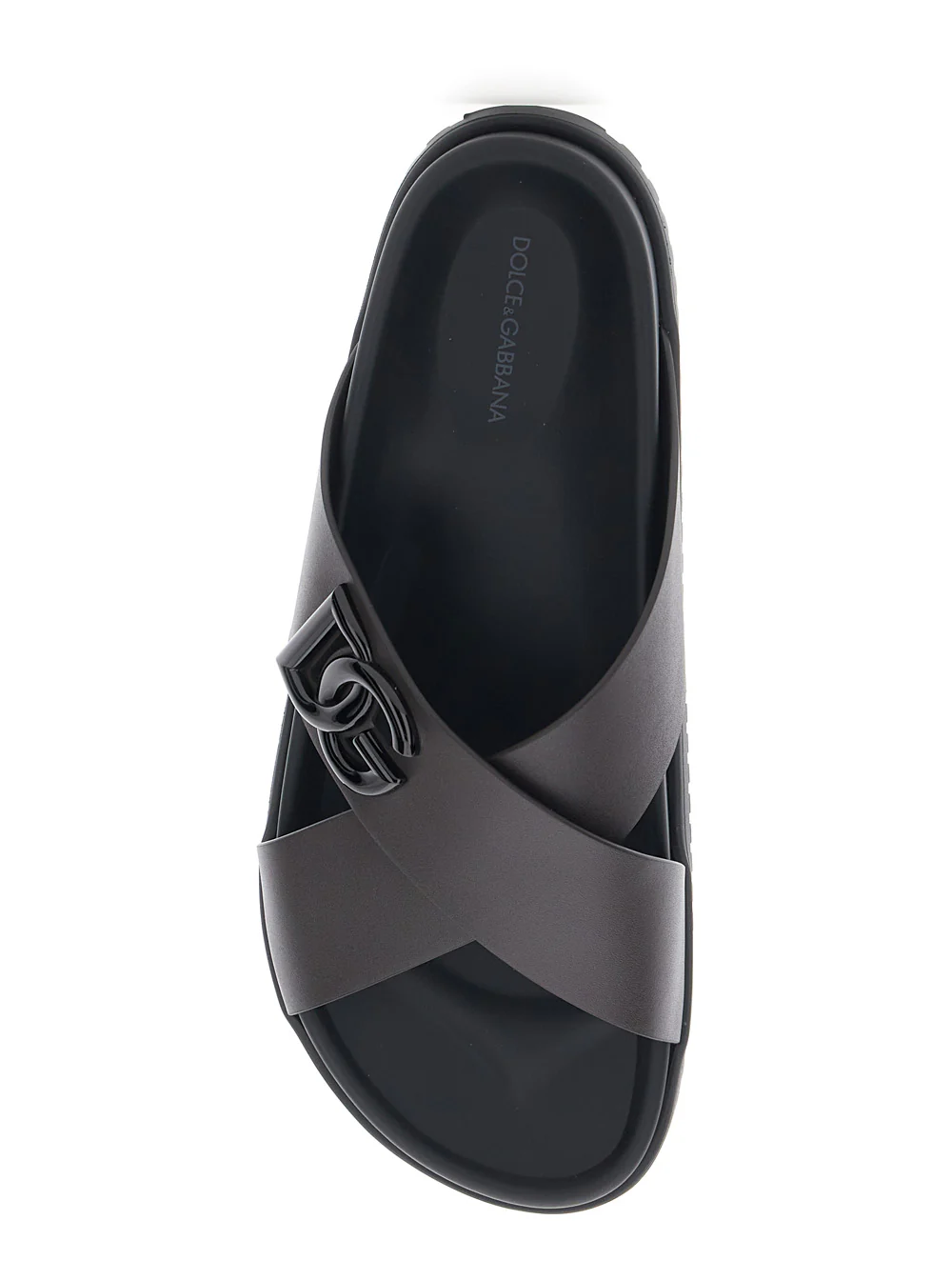 Dolce & Gabbana Brown Leather Sandals with DG Logo Detail on the Front for Men Calf Flat Shoes