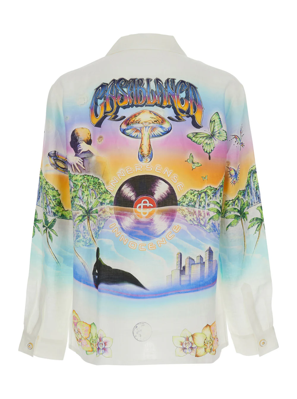 Casablanca Shirt Innocence Multicolor with Cuban Collar and All-Over Print in Linen for Men Blouses