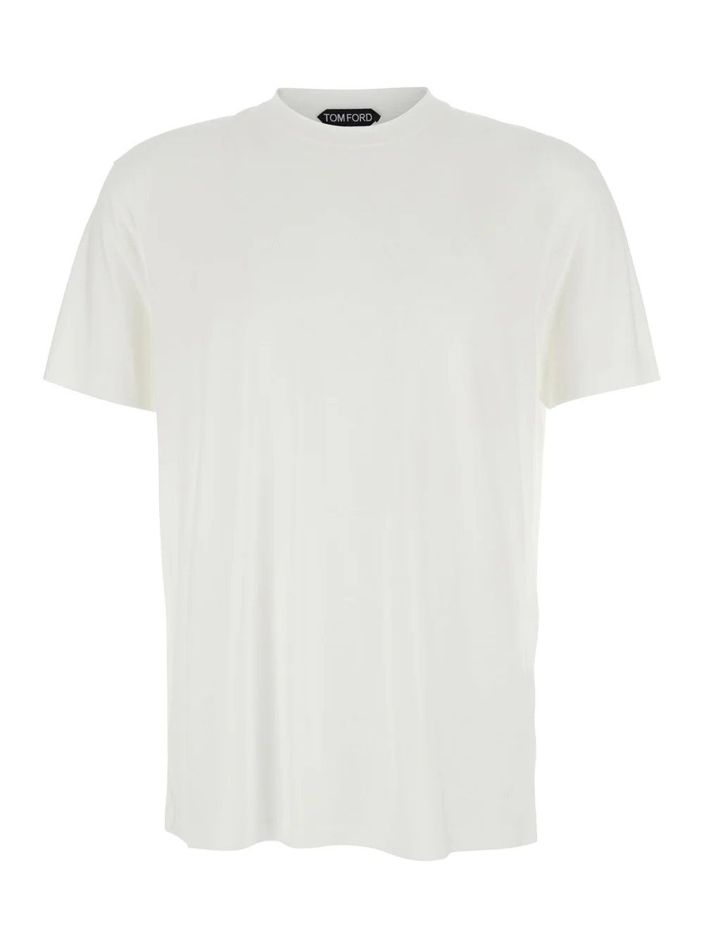 Tom Ford Crew Neck T-Shirt With Logo Embroidery On The Front Cotton Blend White Men Lyocell Tshirts And Polo Shirts