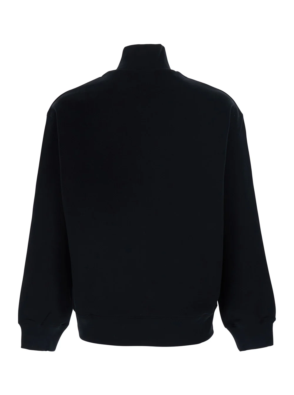 Maison Kitsuné Mens FOX HEAD COMFORT HALF ZIP Black Cotton Sweatshirt with Front Sweatshirts