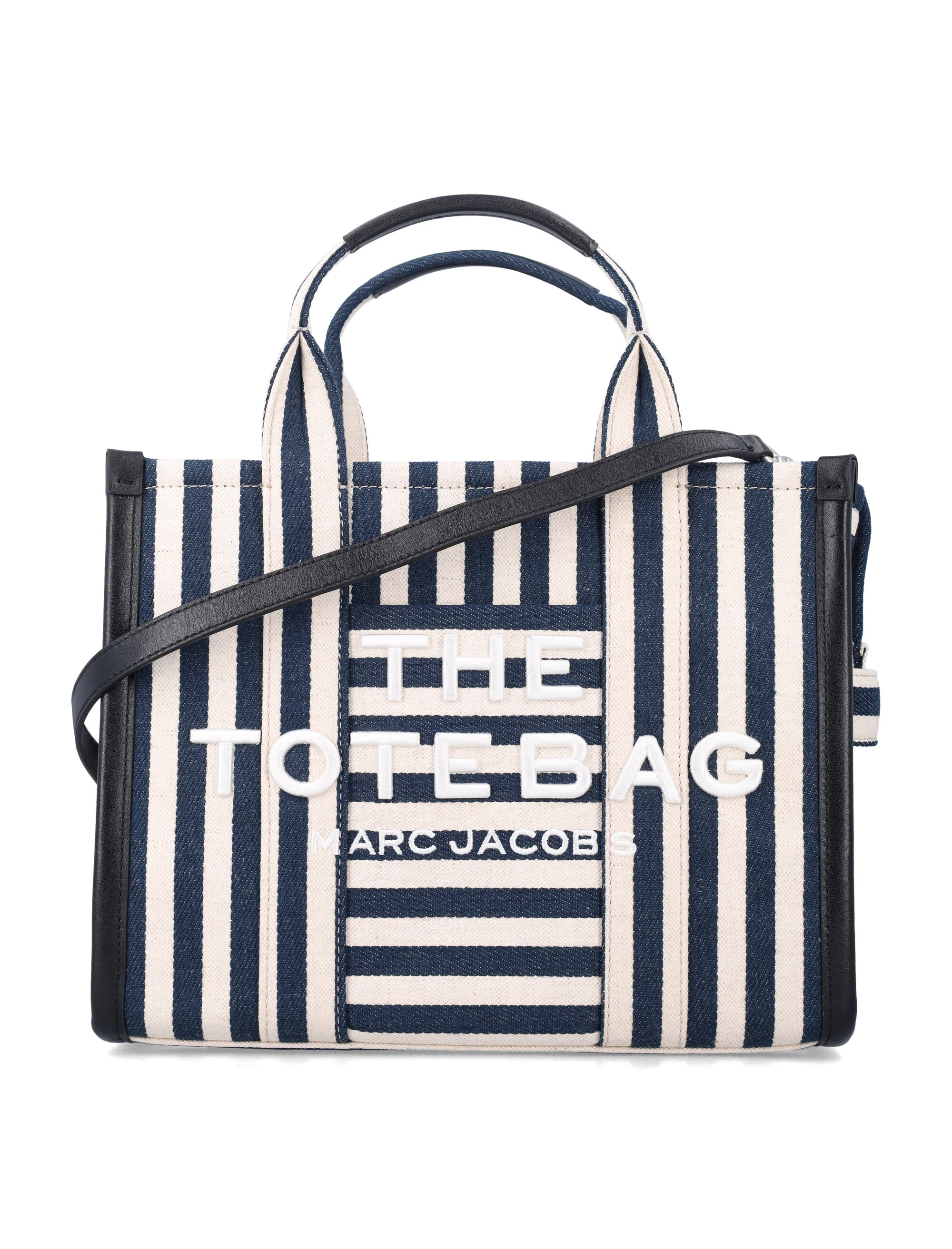 Marc Jacobs The Stripe Canvas medium tote bag Blue Multicolor Cotton