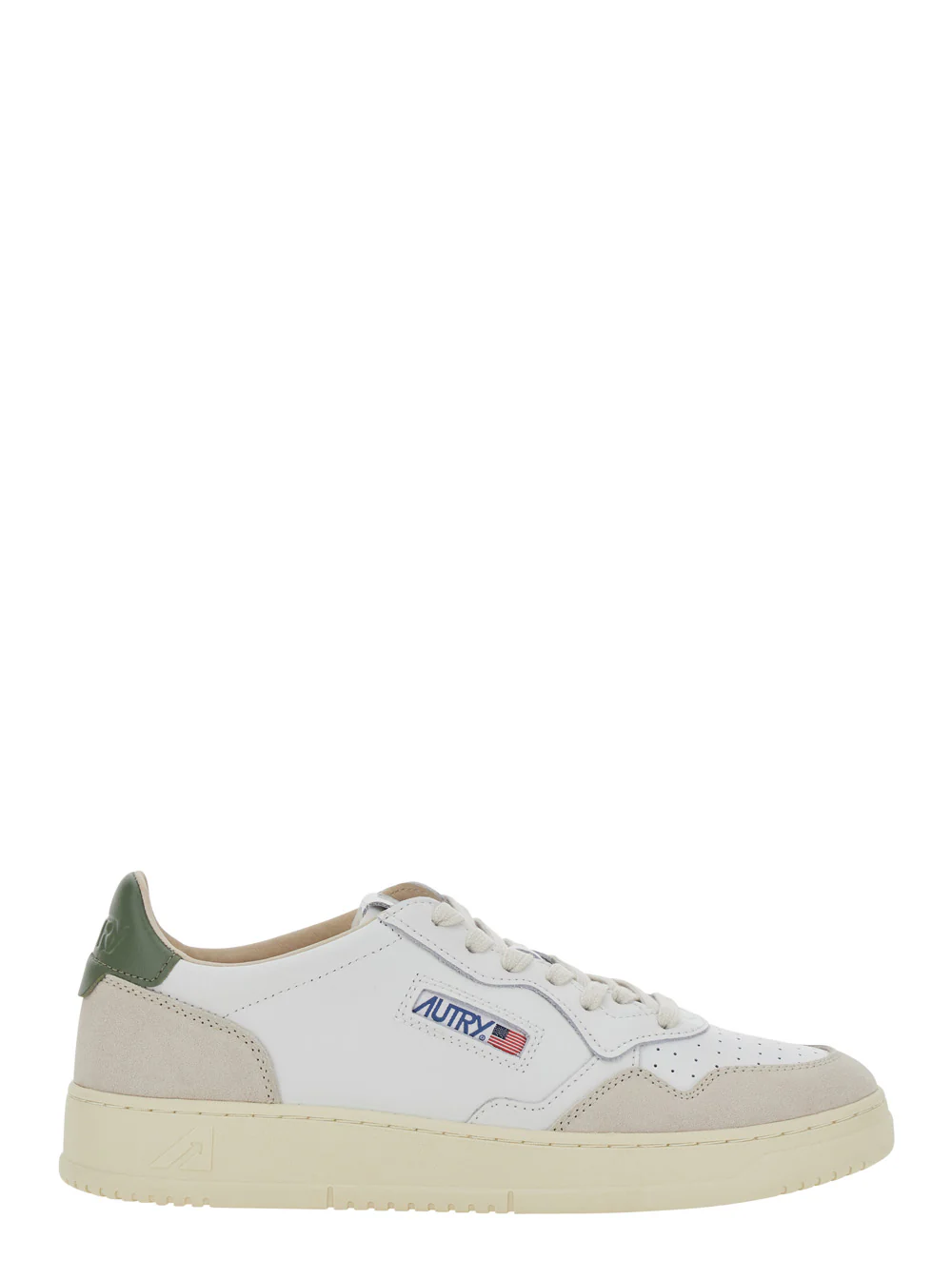 Autry White Sneaker Medalist Low With Bronze And Green Details. Leather. Women