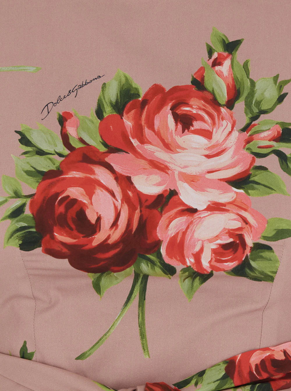 Dolce & Gabbana Pink Dress With Floral Print And Zip Closure At The Back Cotton For Women