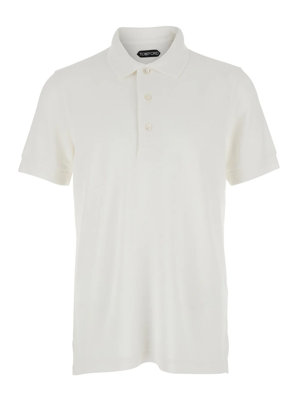 Tom Ford White Polo Shirt with Classic Collar and Front Closure in Cotton Blend Men Tshirts