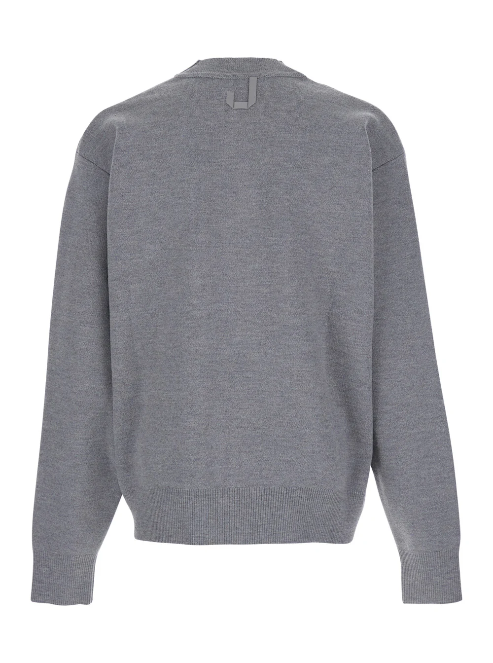 Jacquemus Grey V-Neck Cardigan with Dropped Shoulders in Cotton Man Jersey