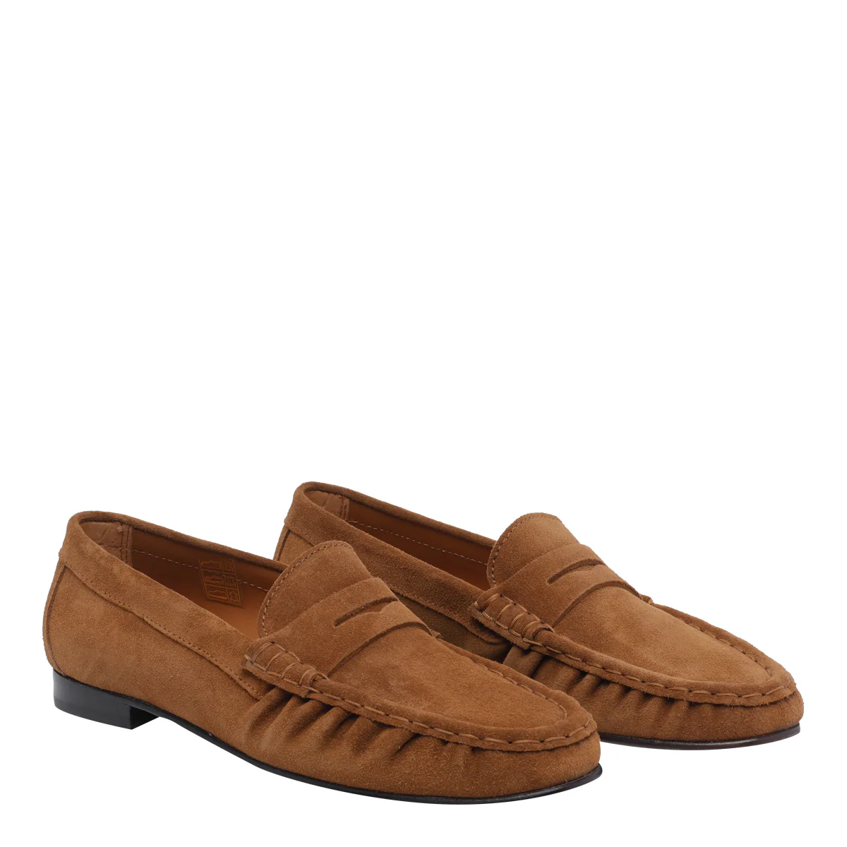 Poeve Flat Shoes Brown Suede Leather/rubber Sole