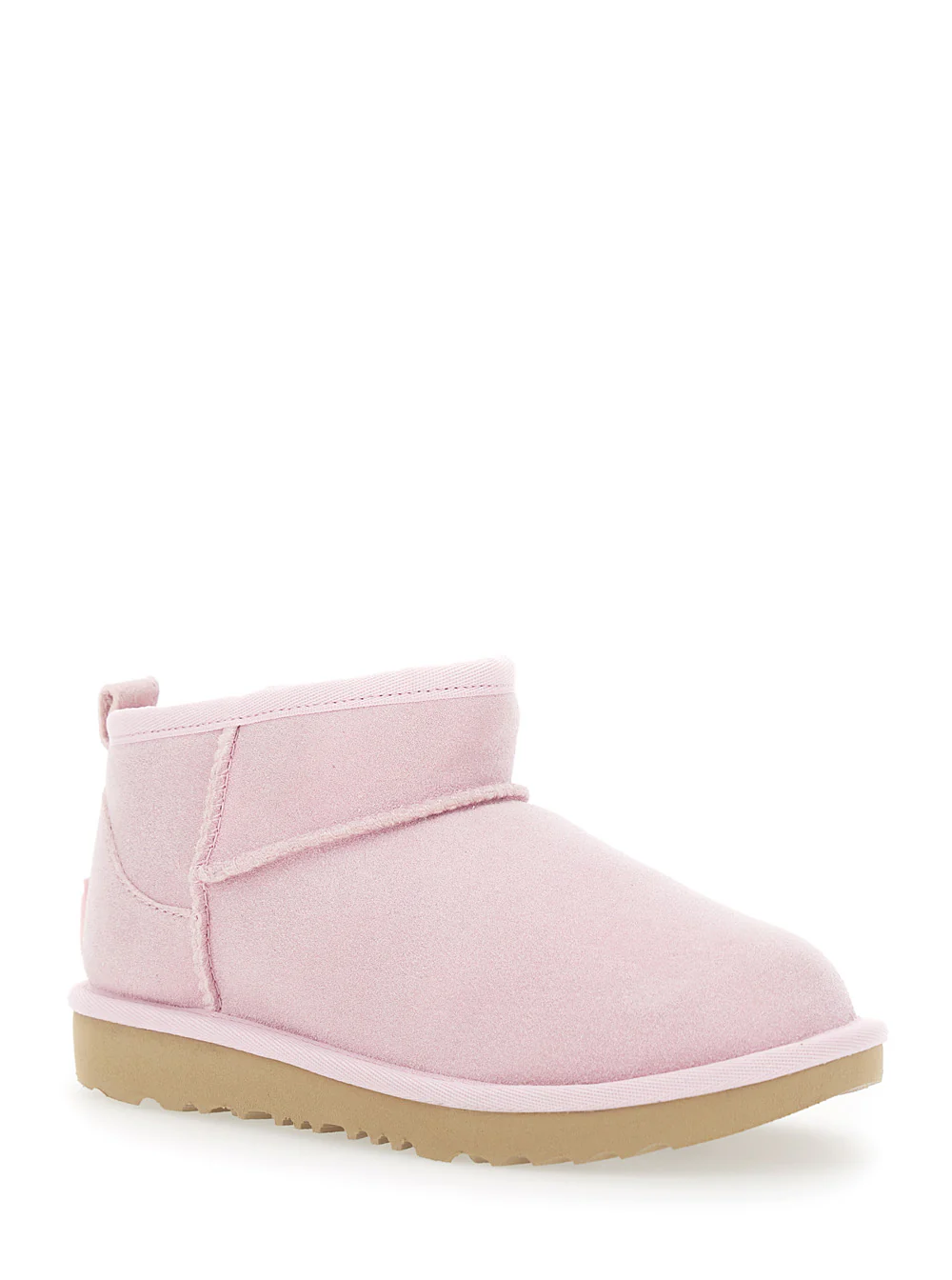 Ugg Kids Classic Ultra Mini Pink Ankle Boots With Shearling Lining Leather Girl