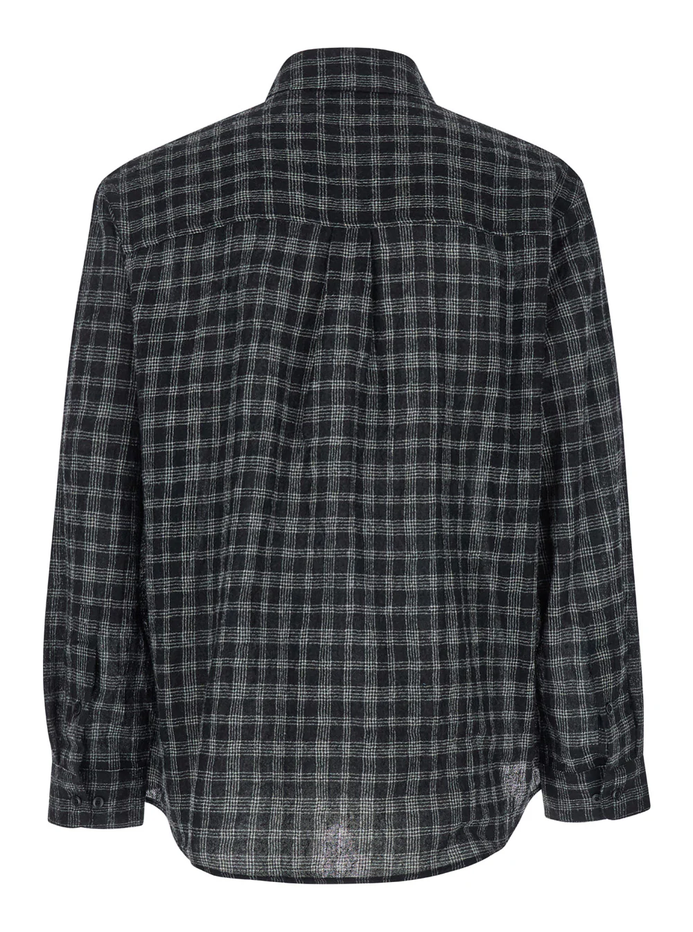 Tonywack Black Shirt with Check Motif in Wool Blend Man Nylon And Blouses