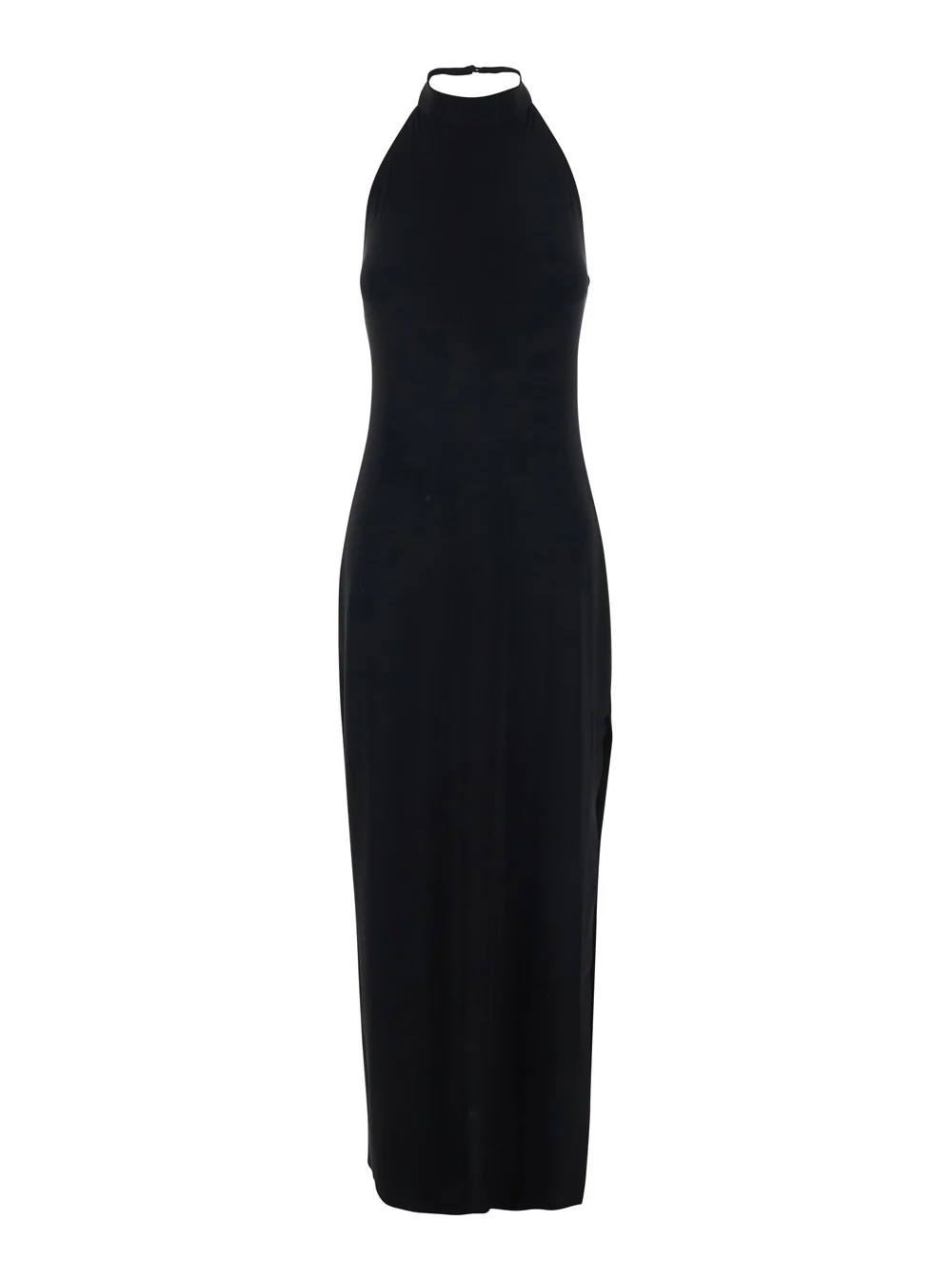 Norma Kamali Long Halter Dress With Side Slit Black For Women
