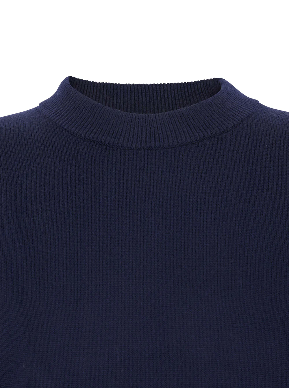 Sunflower Blue Crew Neck Sweater with Dropped Shoulder in Wool Blend Man Blu Jersey