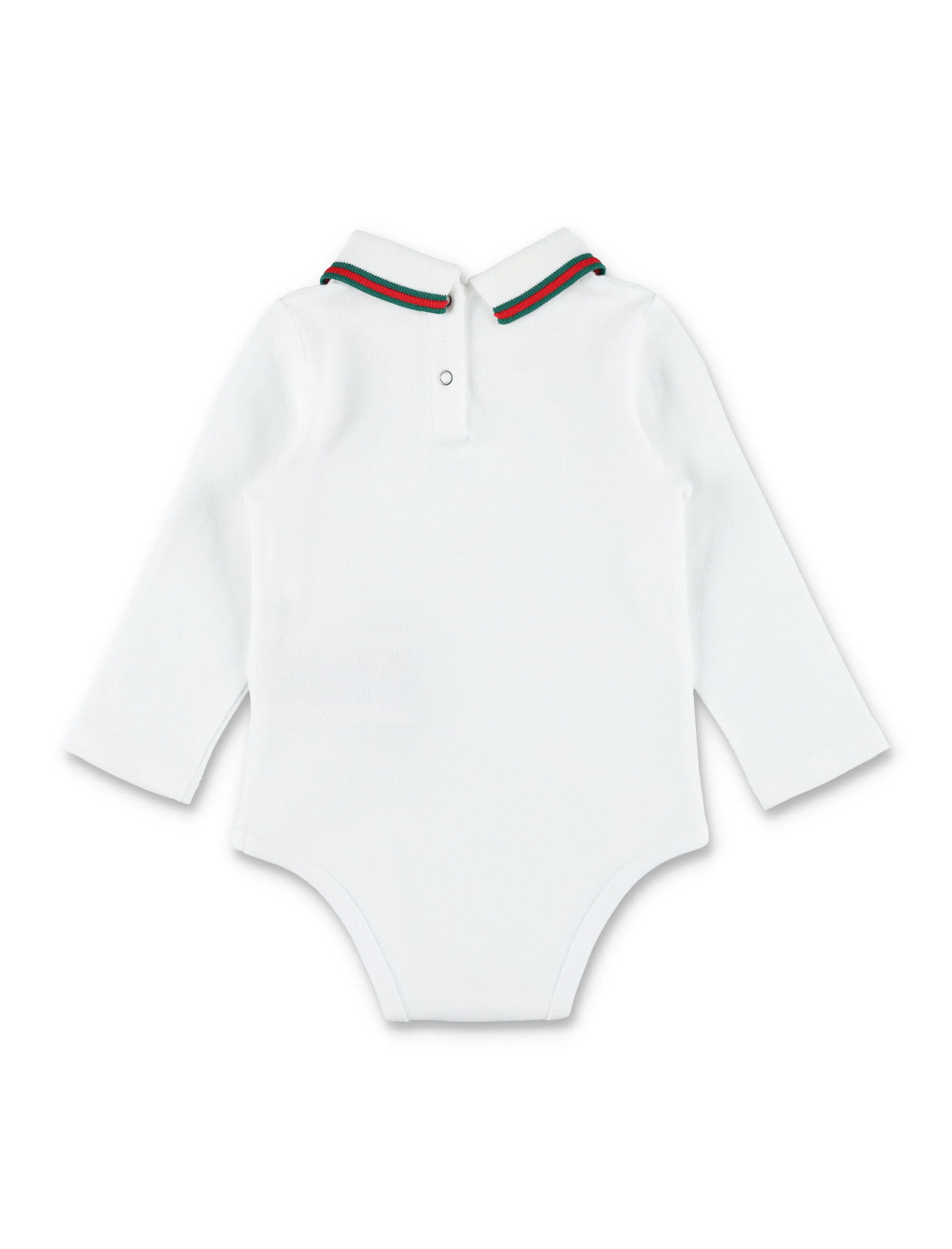 Gucci Web collar long sleeve bodysuit for newborn Optical White Cotton