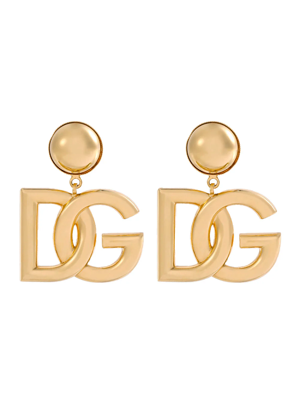 Dolce & Gabbana Earrings Pop With Pendant Logo And Clip Design Metallic Brass For Women