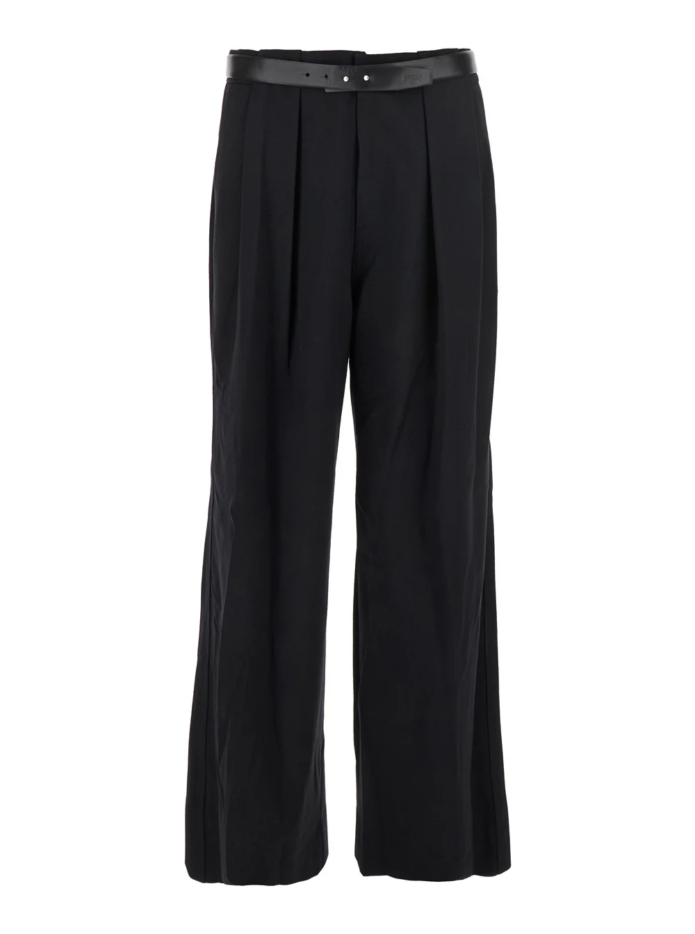 Juun.J Black Trousers With Built-Belt And Pleated Design Wool Blend Man