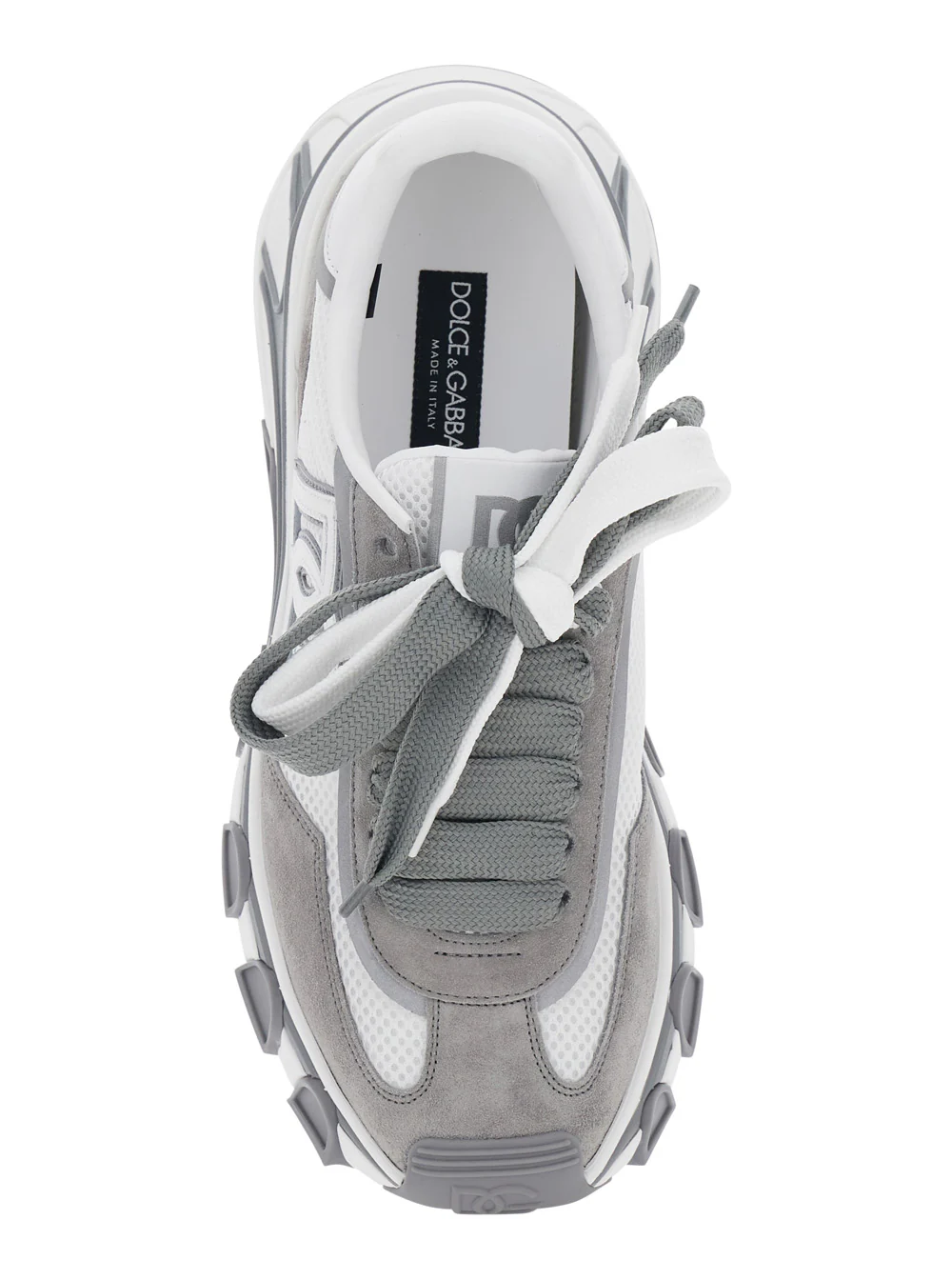 Dolce & Gabbana Coutryroad Gray Low Top Sneakers Patch Logo on the Tongue and Maxi Side in Leather for Men Grey Lamb Sheep