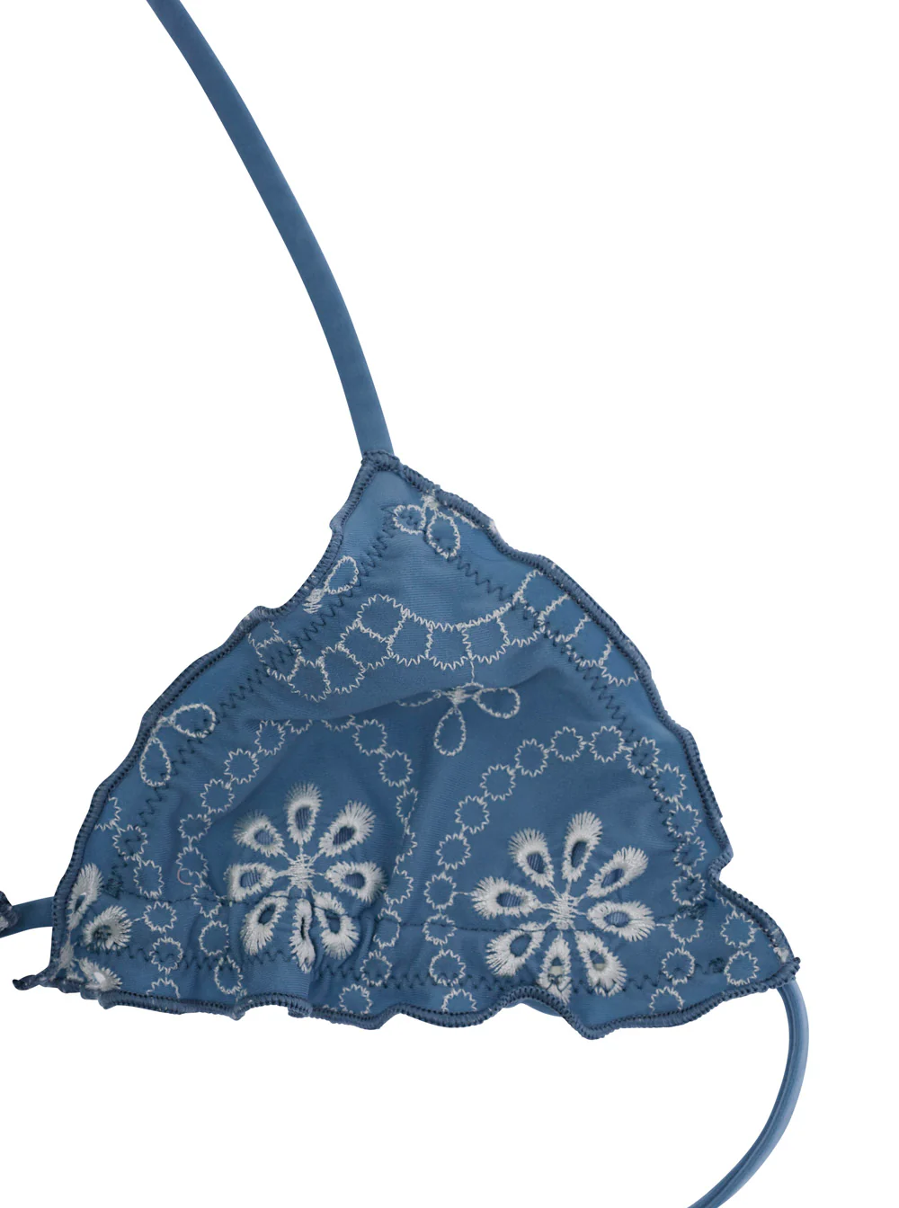 Mc2 Saint Barth Kids Cris - Bikini With V-Neck And Blue Broderie Anglaise Details Blu Beachwear