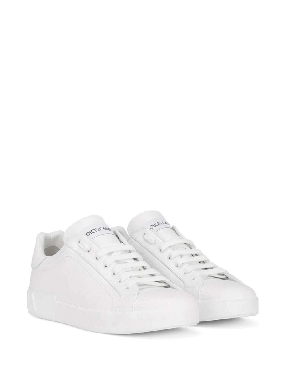 Dolce & Gabbana Portofino New White Low Top Sneakers with Contrasting Logo in Leather for Men Polyester Lamb Sheep Rubber