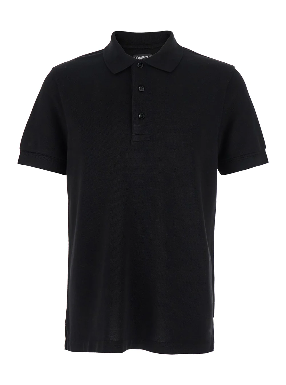 Tom Ford Black Polo Shirt with Classic Collar in Cotton Blend Man Lyocell Tshirts And
