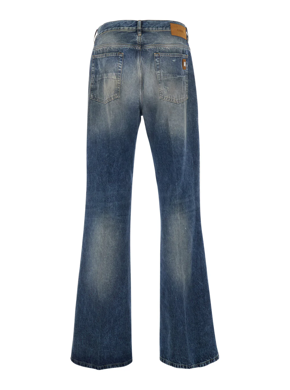 Amiri Blue Mens Jeans with Front Rips and Logo Patch on the Back Blu Cotton