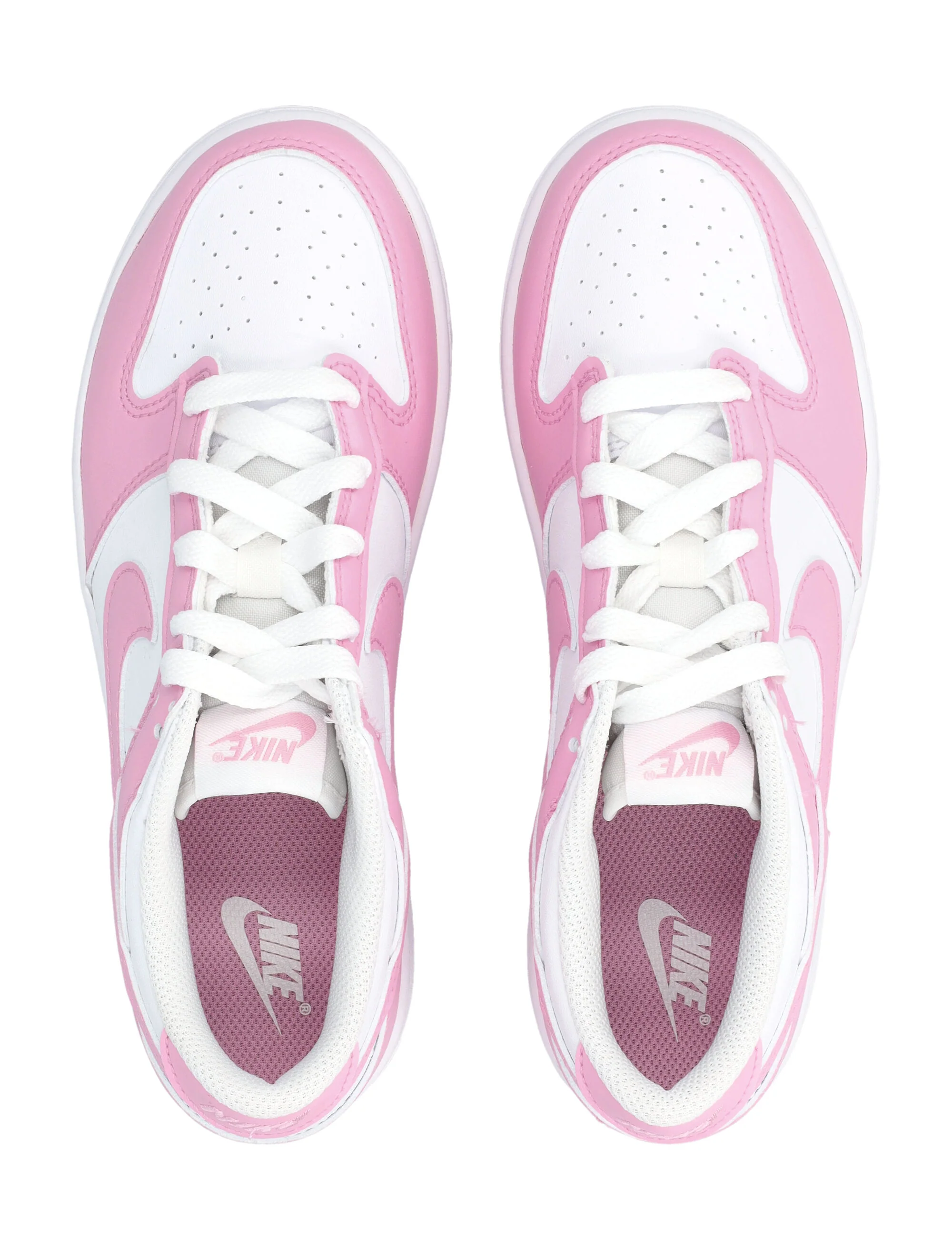 Nike Dunk Low Kids Sneakers White And Pink White/pink Synthetics Sole