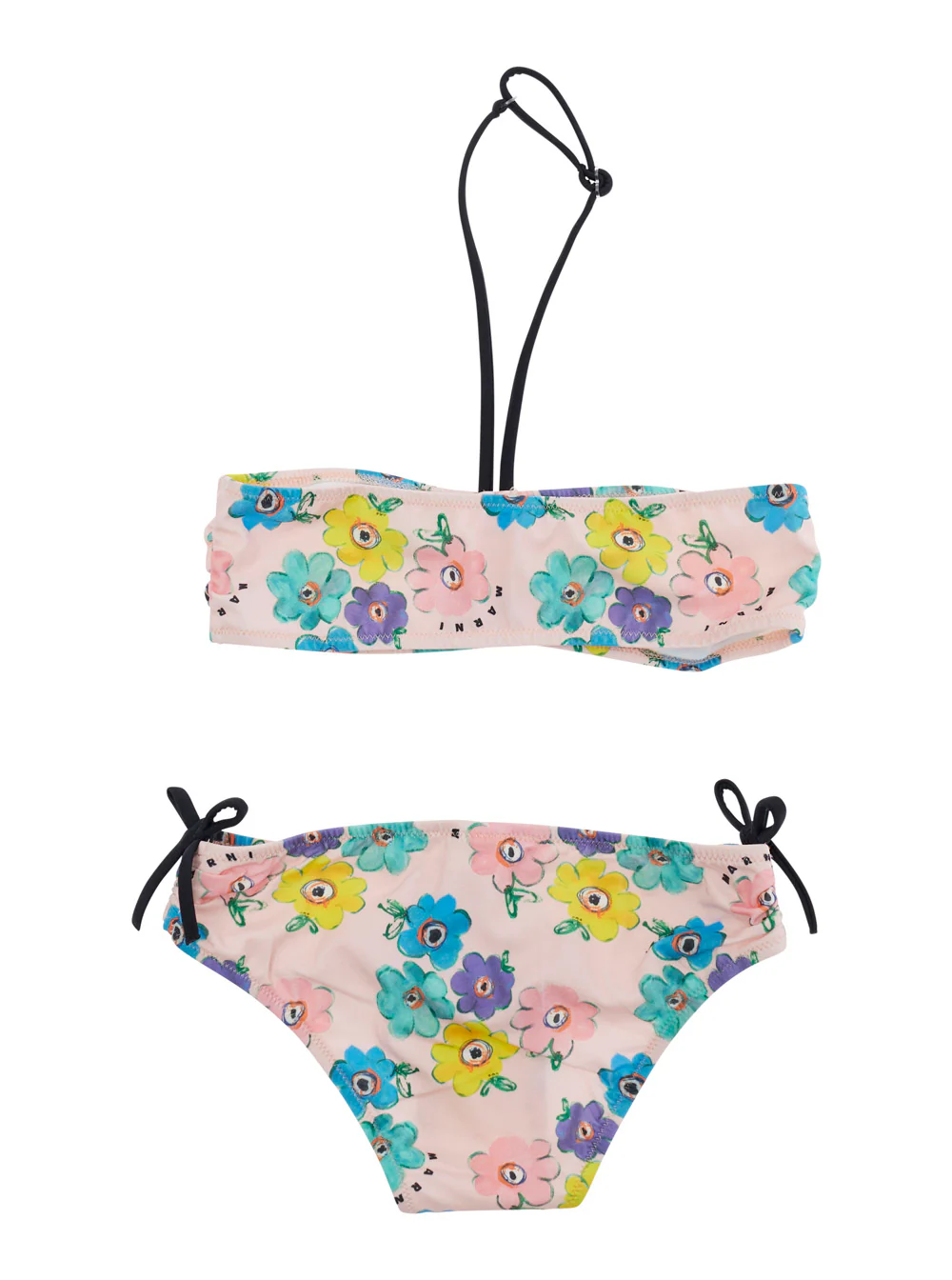 Marni Kids Bikini SWIMSUIT Pink with Colorful Details in Tech Fabric for Girls Polyester Elastane Beachwear