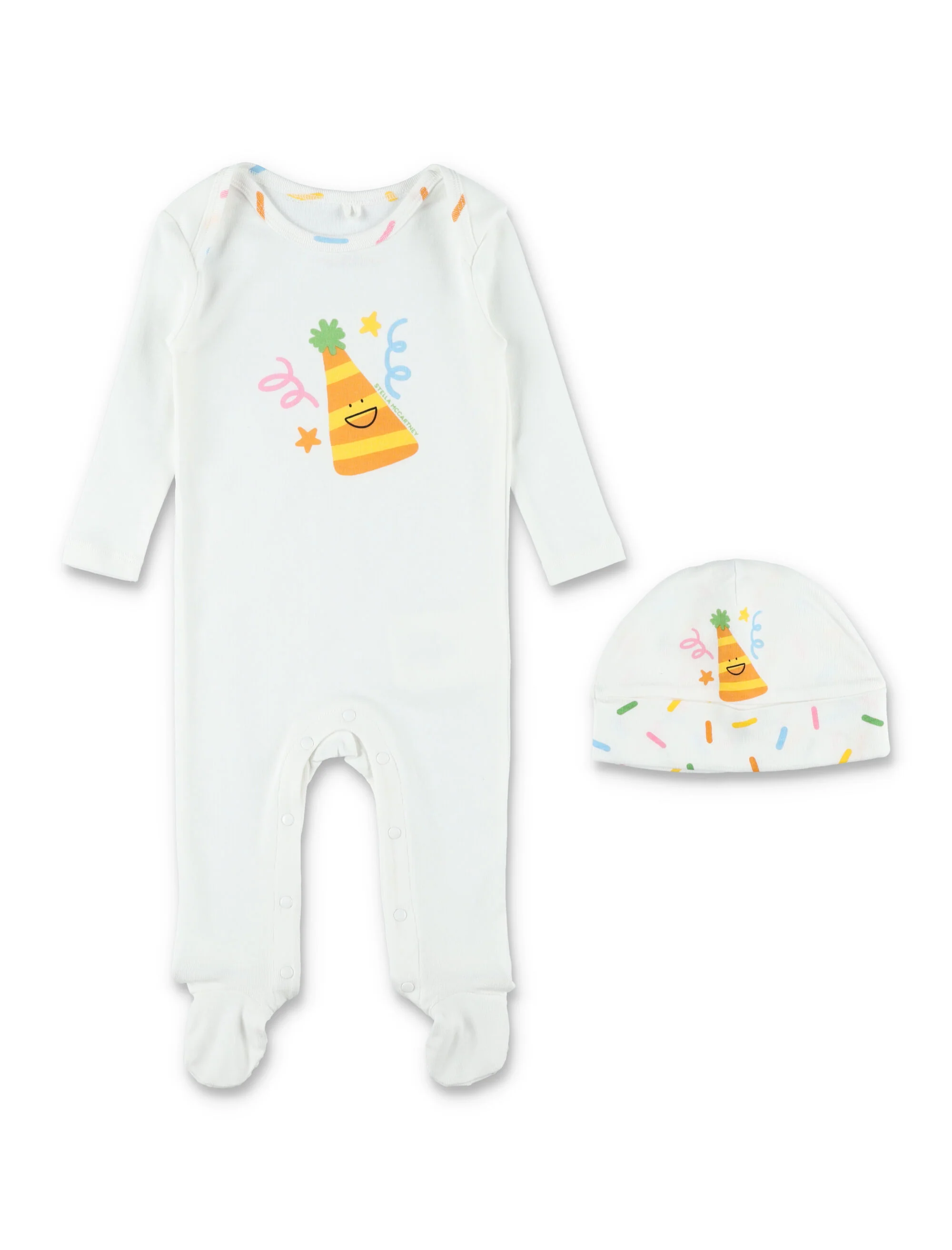 Stella Mccartney Kids Party Hat Romper & Set Ivory Cotton