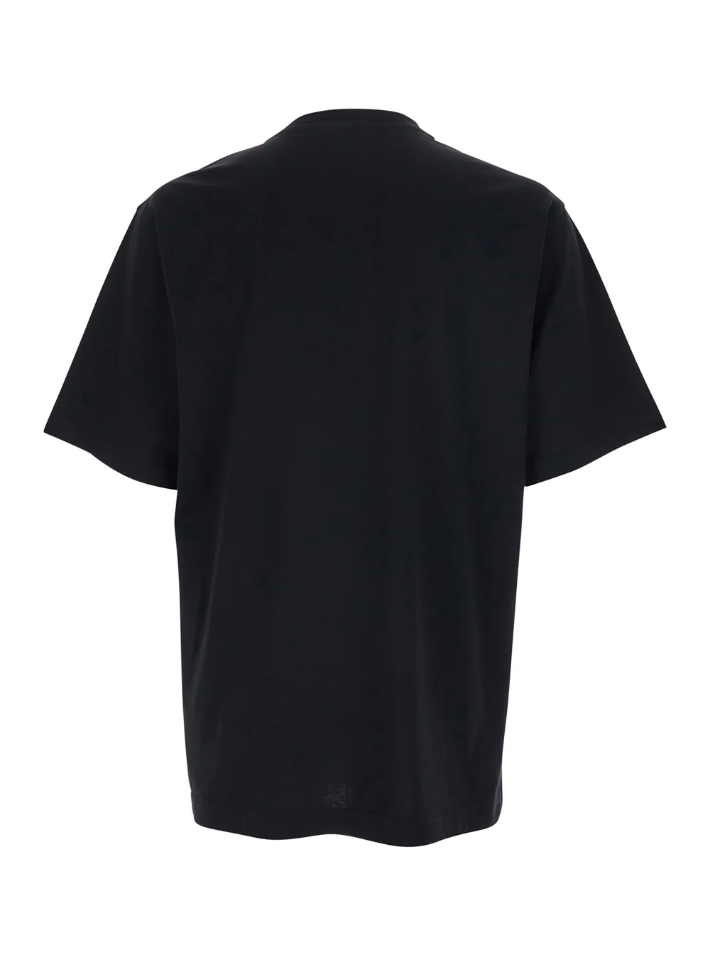 Dolce & Gabbana black crew Neck T-Shirt with logo embroidery on the front in cotton for men Tshirts And Polo Shirts