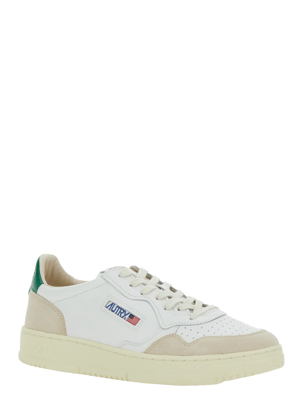 Autry Low Top Sneaker Medalist With Beige Suede Details White Leather Men Cow Nylon