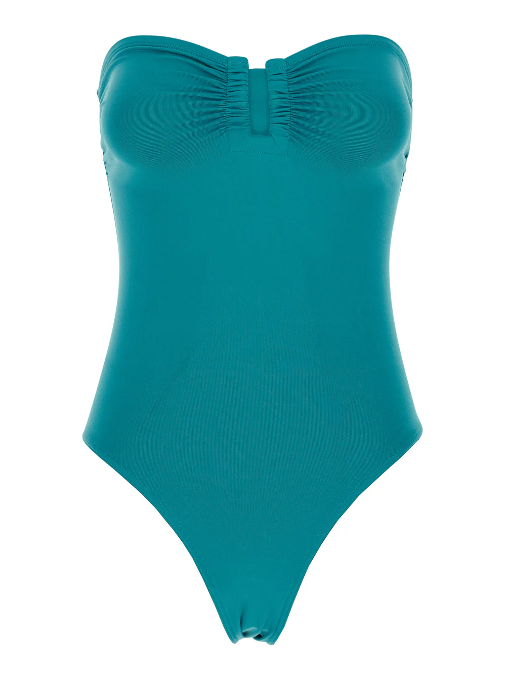 Eres One-Piece Swimsuit Cassiopee with Ruffles on the Front and Strapless in Blue Tech Fabric for Women Blu Polyamide Elastane Beachwear