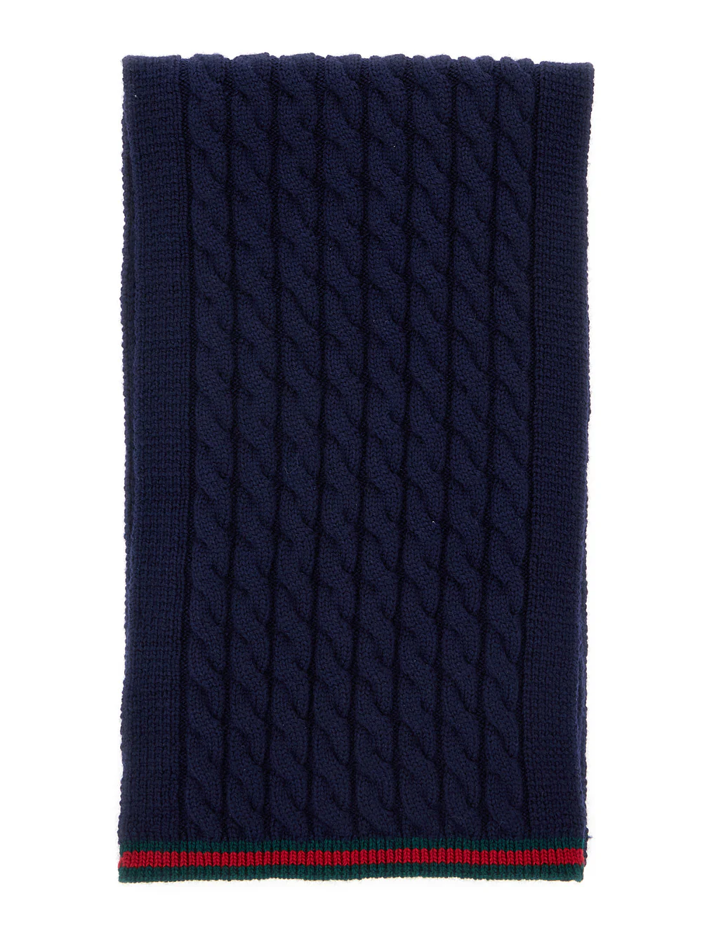 Gucci Kids Blue Scarf with Web Hem and Tricot Knitting in Wool Boy Blu Scarfs Foulards