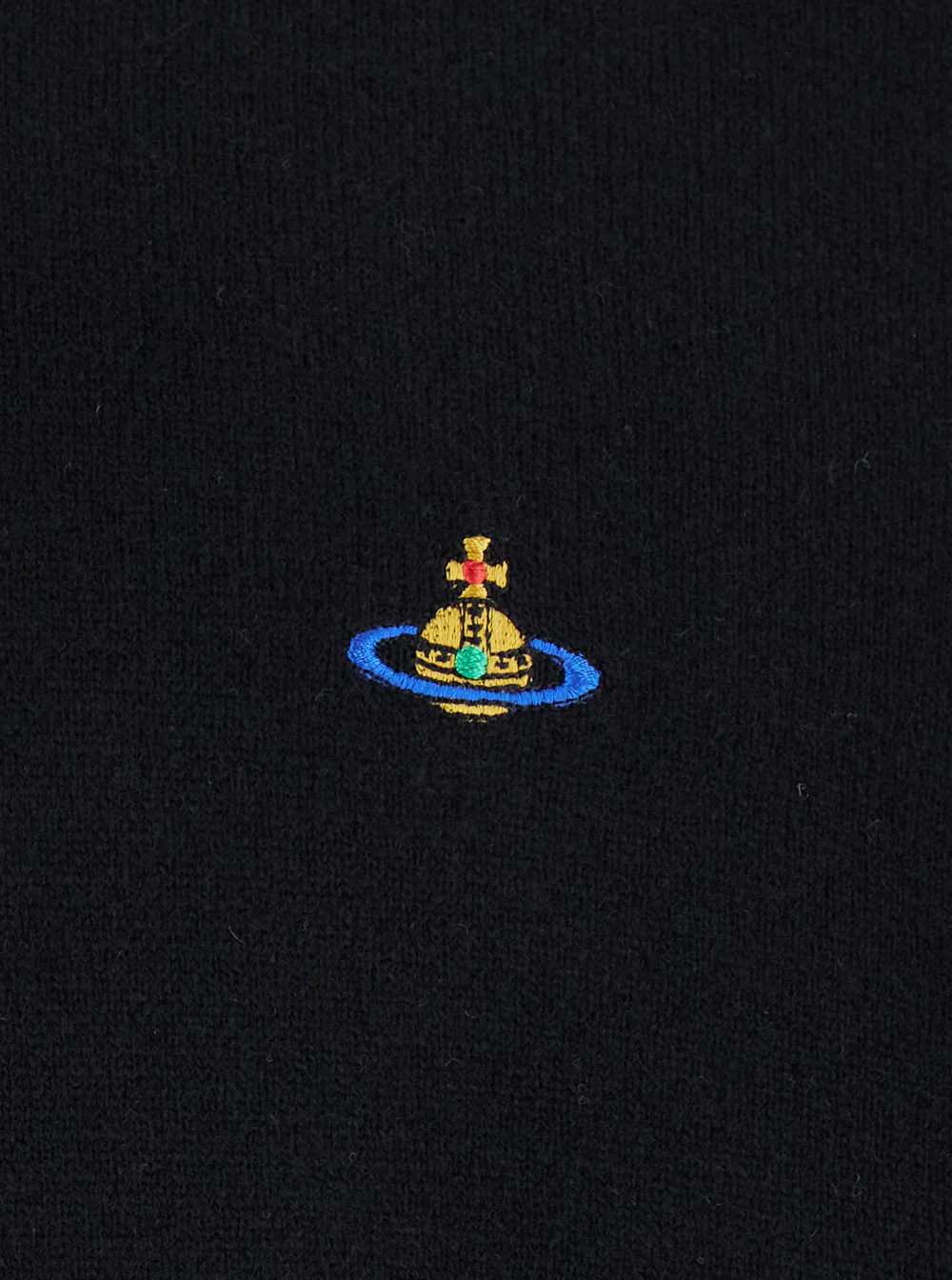 Vivienne Westwood Alex Black Crewneck Sweater with Orb Logo Detail on the Front in Wool and Cashmere Woman Merino Jersey