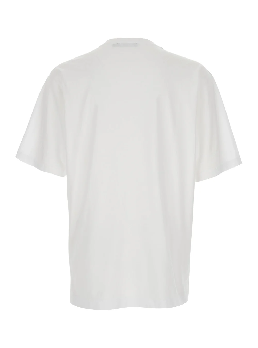 Dolce & Gabbana White Crew Neck T-Shirt with Logo Embroidery on the Front in Cotton for Men Tshirts And Polo Shirts