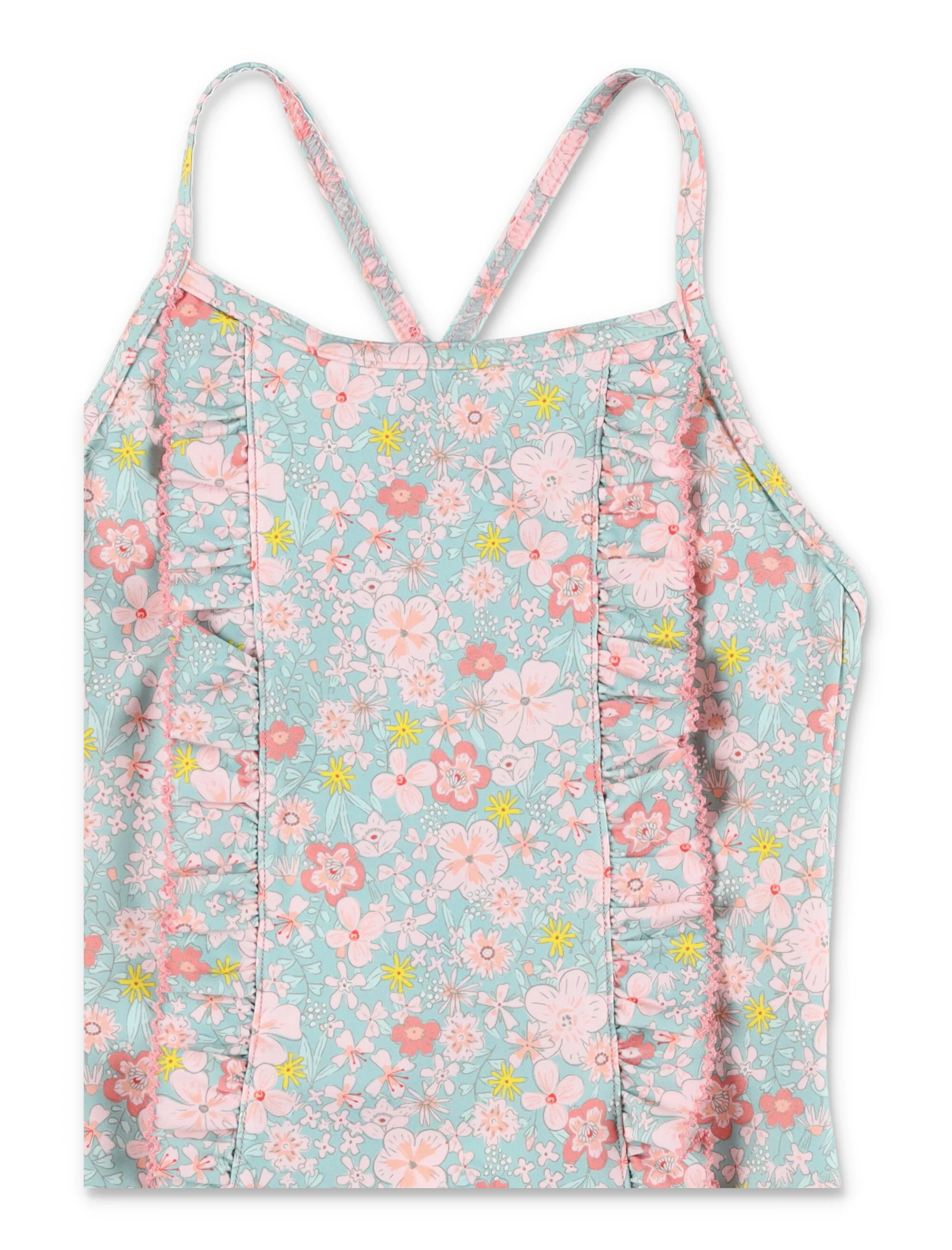 Petit Bateau Childrens Floral One-Piece Swimsuit Blue/multicolor Polyamide Swimwear