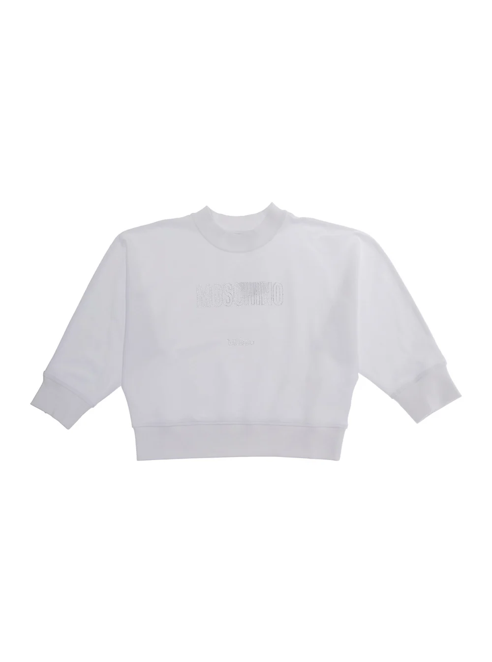 Moschino Kids White Cotton Stretch Crewneck Sweatshirt with Logo Lettering for Girls Elastane Sweatshirts