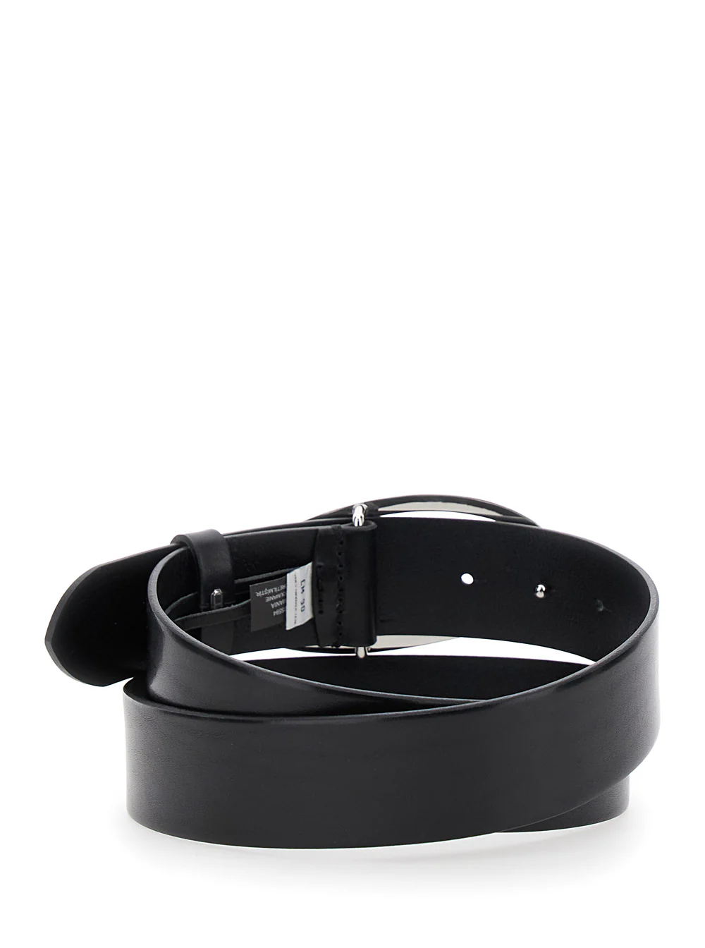 Diesel 1DR Belt with Logo Buckle in Black Leather for Women Pmu