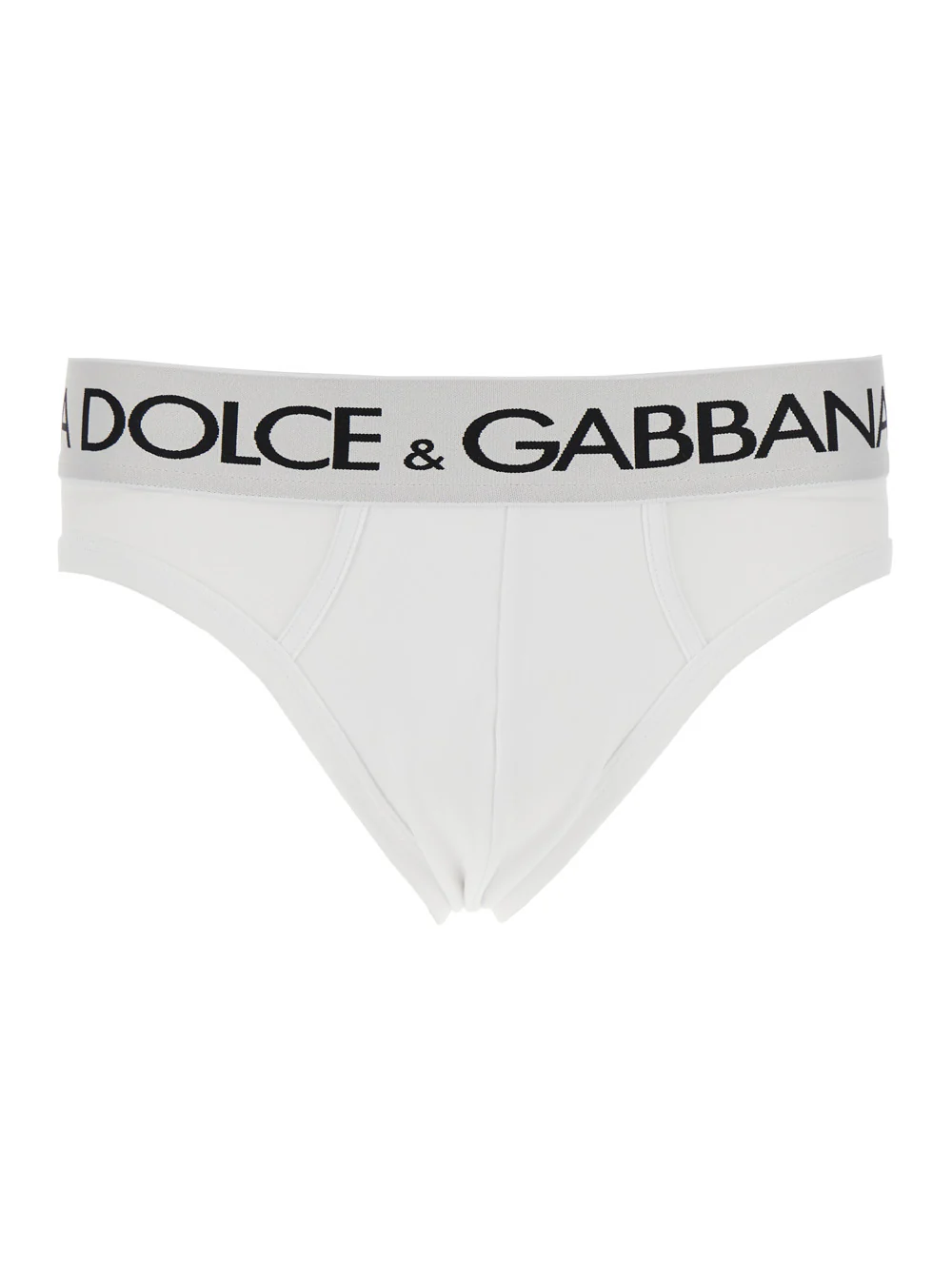Dolce & Gabbana White Briefs with Elastic Waist and Logo Lettering in Cotton Man Underwear