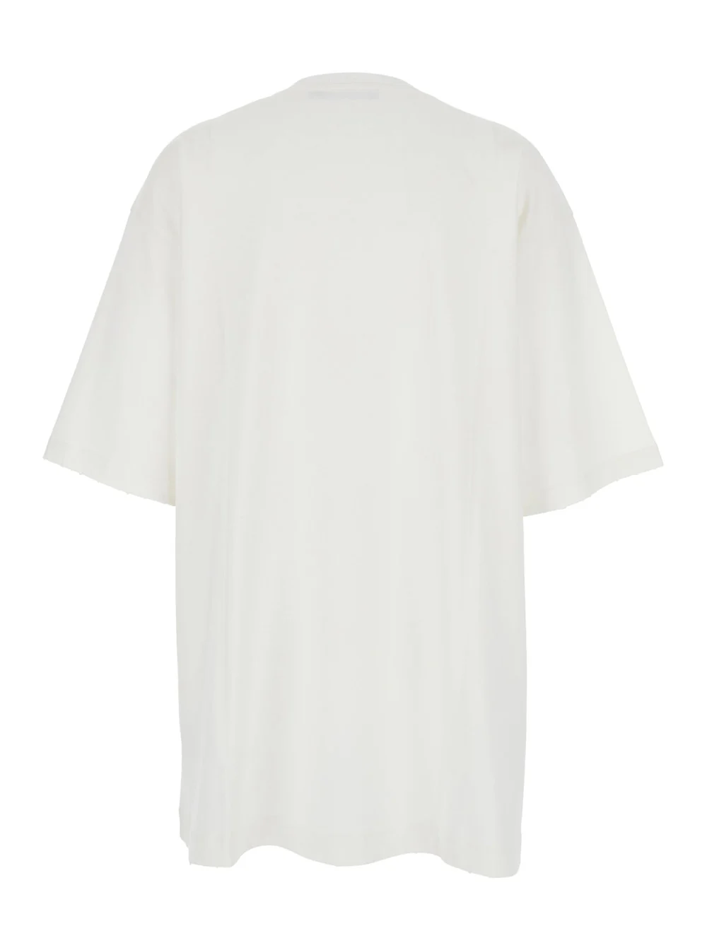 Dolce & Gabbana White Crew Neck T-Shirt with Maxi Print on the Front in Cotton Woman Tshirts And Polo Shirts
