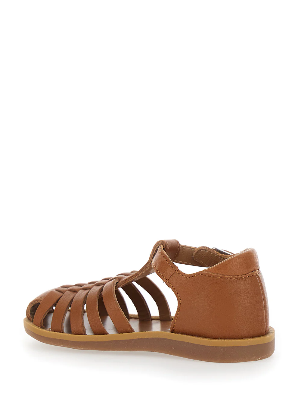 Pom D'Api Kids PITTI NAPPA Brown Leather Sandals Flat Shoes